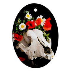 Animal Skull With A Wreath Of Wild Flower Oval Ornament (two Sides) by igorsin