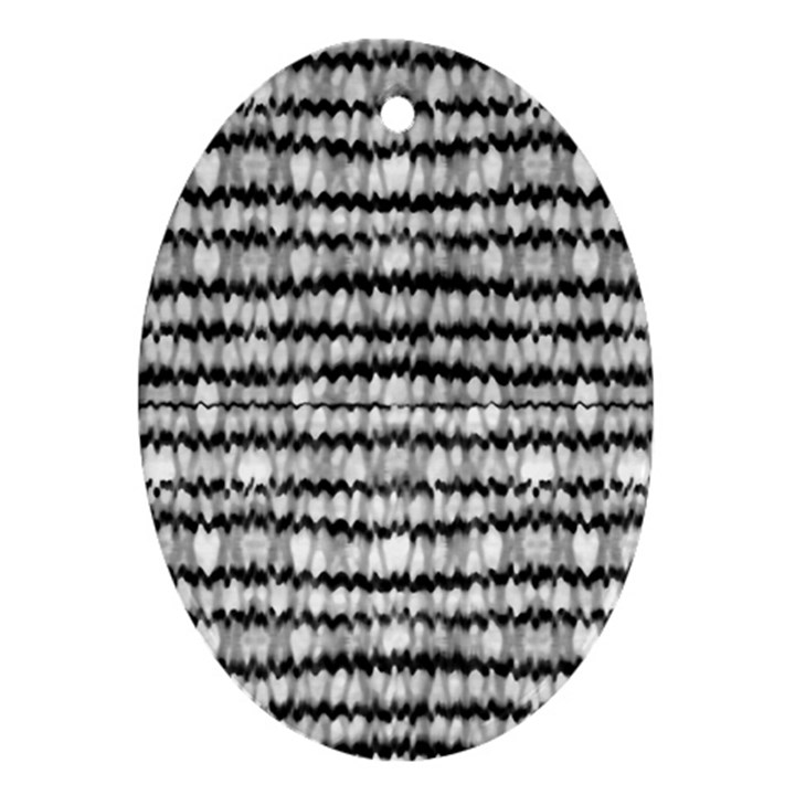 Abstract Wavy Black And White Pattern Oval Ornament (Two Sides)