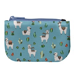 Lama And Cactus Pattern Large Coin Purse by Valentinaart