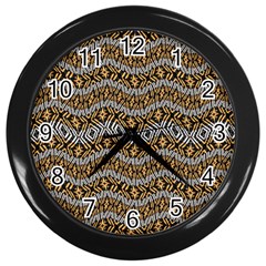 Modern Wavy Geometric Pattern Wall Clocks (black) by dflcprints