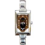 Bear Brown Set Paw Isolated Icon Rectangle Italian Charm Watch