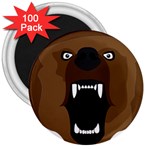 Bear Brown Set Paw Isolated Icon 3  Magnets (100 pack)