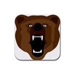 Bear Brown Set Paw Isolated Icon Rubber Coaster (Square) 