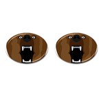 Bear Brown Set Paw Isolated Icon Cufflinks (Oval)