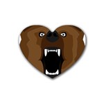 Bear Brown Set Paw Isolated Icon Rubber Coaster (Heart) 