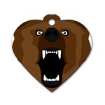 Bear Brown Set Paw Isolated Icon Dog Tag Heart (One Side)