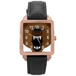 Bear Brown Set Paw Isolated Icon Rose Gold Leather Watch 