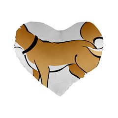 Dog Brown Pet Animal Tail Eskimo Standard 16  Premium Flano Heart Shape Cushions by Nexatart