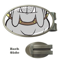 Gray Happy Dog Bulldog Pet Collar Money Clips (oval)  by Nexatart