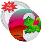 Dinosaur Dino Baby Dino Lizard 3  Buttons (100 pack) 