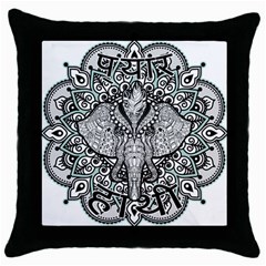 Ornate Hindu Elephant  Throw Pillow Case (black) by Valentinaart