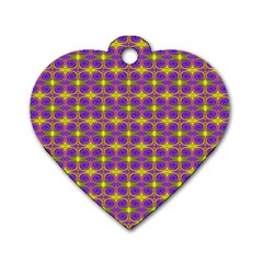 Purple Yellow Swirl Pattern Dog Tag Heart (one Side) by BrightVibesDesign