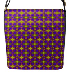 Purple Yellow Swirl Pattern Flap Messenger Bag (s) by BrightVibesDesign