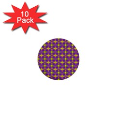 Purple Yellow Swirl Pattern 1  Mini Buttons (10 Pack)  by BrightVibesDesign