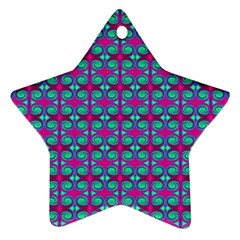 Pink Green Turquoise Swirl Pattern Star Ornament (two Sides) by BrightVibesDesign