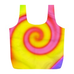 Swirl Yellow Pink Abstract Full Print Recycle Bags (l)  by BrightVibesDesign