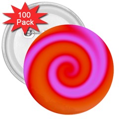 Swirl Orange Pink Abstract 3  Buttons (100 Pack)  by BrightVibesDesign