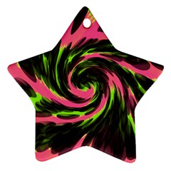 Swirl Black Pink Green Ornament (star) by BrightVibesDesign