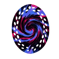 Swirl Black Blue Pink Oval Filigree Ornament (two Sides) by BrightVibesDesign