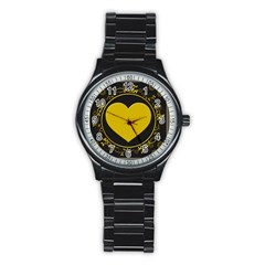 Background Heart Romantic Love Stainless Steel Round Watch by Sapixe