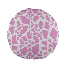 White Pink Cow Print Standard 15  Premium Round Cushions by LoolyElzayat