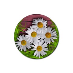 Flowers Flower Background Design Rubber Round Coaster (4 Pack)  by Sapixe