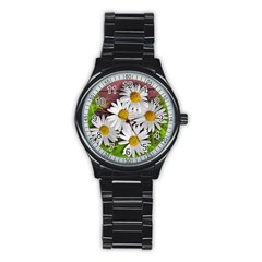 Flowers Flower Background Design Stainless Steel Round Watch