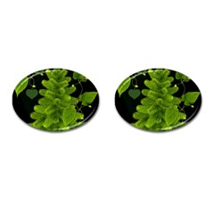 Decoration Green Black Background Cufflinks (oval) by Sapixe