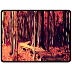 Forest Autumn Trees Trail Road Fleece Blanket (large)  by Sapixe