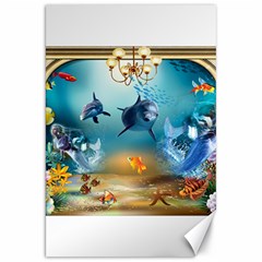 Dolphin Art Creation Natural Water Canvas 20  X 30   by Sapixe