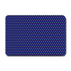 Blue Fractal Art Honeycomb Mathematics Small Doormat  by Sapixe