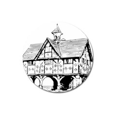 Line Art Architecture Vintage Old Magnet 3  (round) by Sapixe