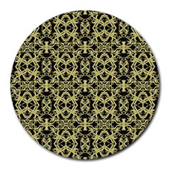 Golden Ornate Intricate Pattern Round Mousepads by dflcprints