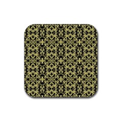 Golden Ornate Intricate Pattern Rubber Coaster (square)  by dflcprints