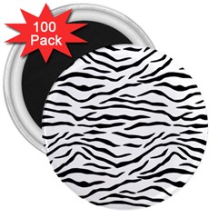 Black And White Tiger Stripes 3  Magnets (100 Pack)