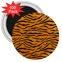 Orange And Black Tiger Stripes 3  Magnets (100 Pack)