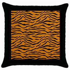 Orange And Black Tiger Stripes Throw Pillow Case (black)