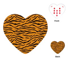 Orange And Black Tiger Stripes Playing Cards (heart)  by PodArtist