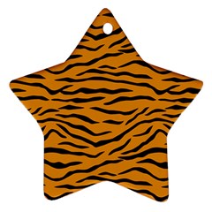 Orange And Black Tiger Stripes Star Ornament (two Sides) by PodArtist