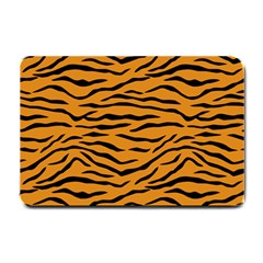 Orange And Black Tiger Stripes Small Doormat  by PodArtist
