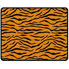 Orange And Black Tiger Stripes Double Sided Fleece Blanket (medium)  by PodArtist