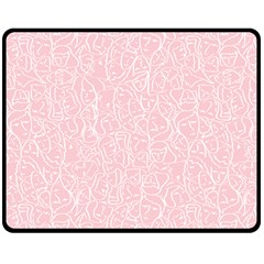 Elios Shirt Faces In White Outlines On Pale Pink Cmbyn Double Sided Fleece Blanket (medium)  by PodArtist