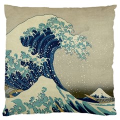 The Classic Japanese Great Wave Off Kanagawa By Hokusai Large Flano Cushion Case (one Side) by PodArtist
