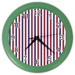 Usa Flag Red White And Flag Blue Wide Stripes Color Wall Clocks by PodArtist