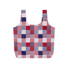Usa Americana Patchwork Red White & Blue Quilt Full Print Recycle Bags (s)  by PodArtist