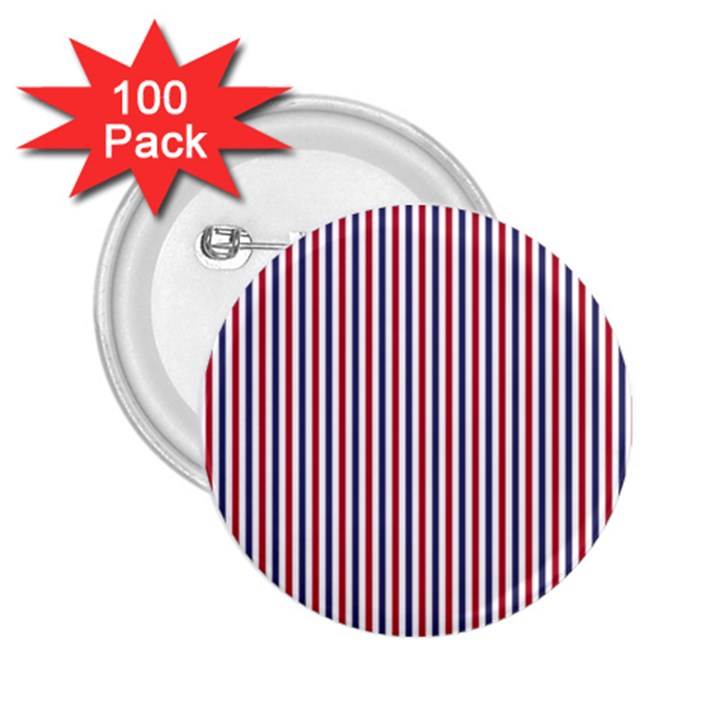 USA Flag Red and Flag Blue Narrow Thin Stripes  2.25  Buttons (100 pack) 