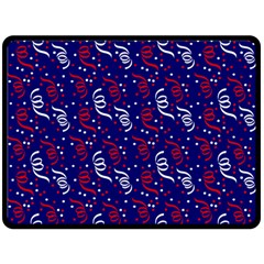 Red White And Blue Usa/uk/france Colored Party Streamers On Blue Fleece Blanket (large)  by PodArtist