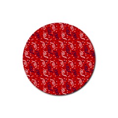 Red White And Blue Usa/uk/france Colored Party Streamers Rubber Round Coaster (4 Pack)  by PodArtist