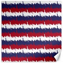 244776512ny Usa Skyline In Red White & Blue Stripes Nyc New York Manhattan Skyline Silhouette Canvas 12  X 12   by PodArtist