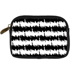 Black & White Stripes Nyc New York Manhattan Skyline Silhouette Digital Camera Cases by PodArtist